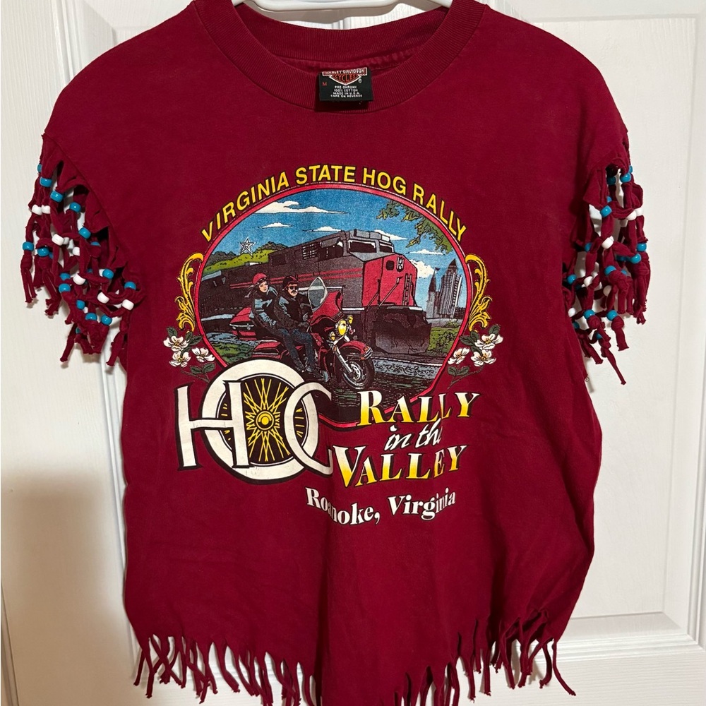 Harley-Davidson Maroon Virginia State Hog Rally Kids T-Shirt with Fringe